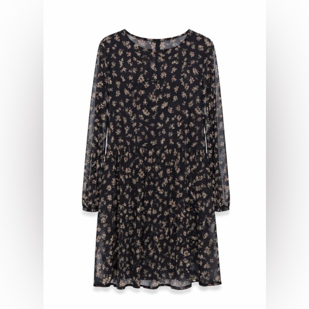 Love Fire Black Tiered Sundress with Long Sleeves